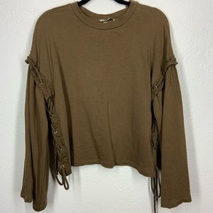 Zara Dark Green Lace Up Sweatshirt